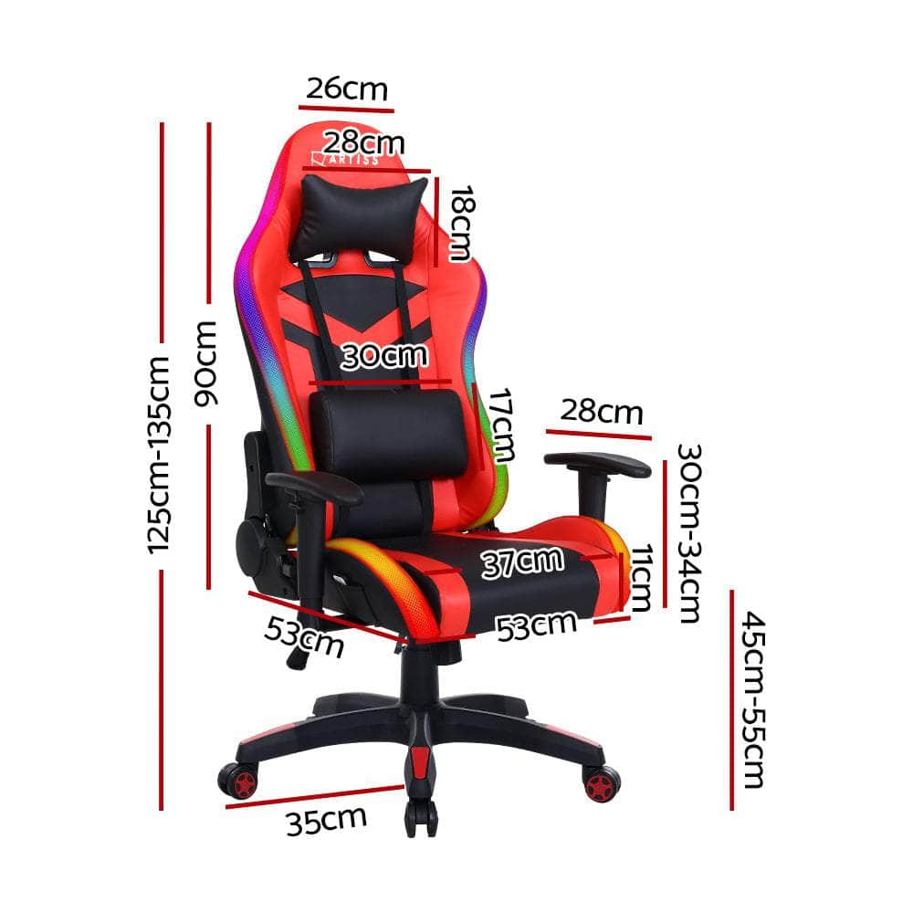 Gaming Office Chair RGB LED Lights Computer Desk Chair Home Work Chairs