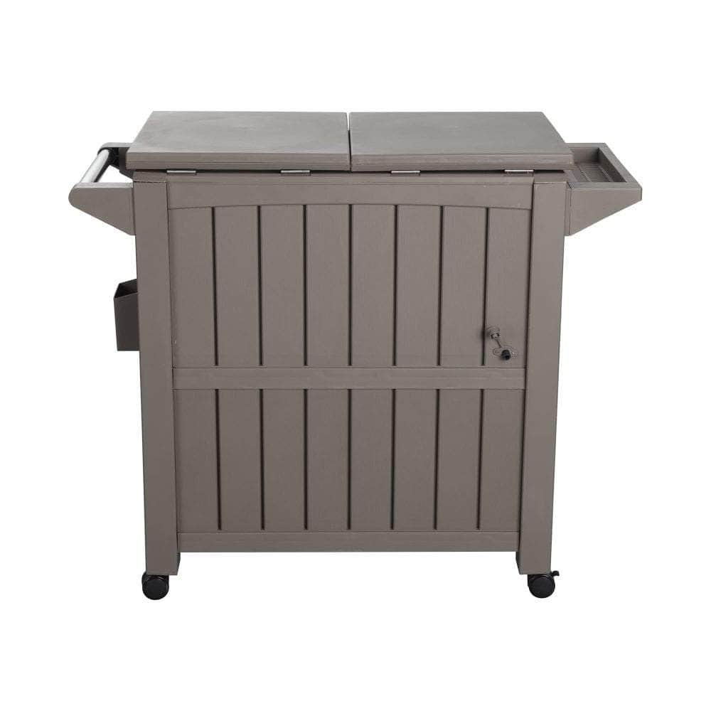 Garden Bar Serving Cart with Cooler Taupe