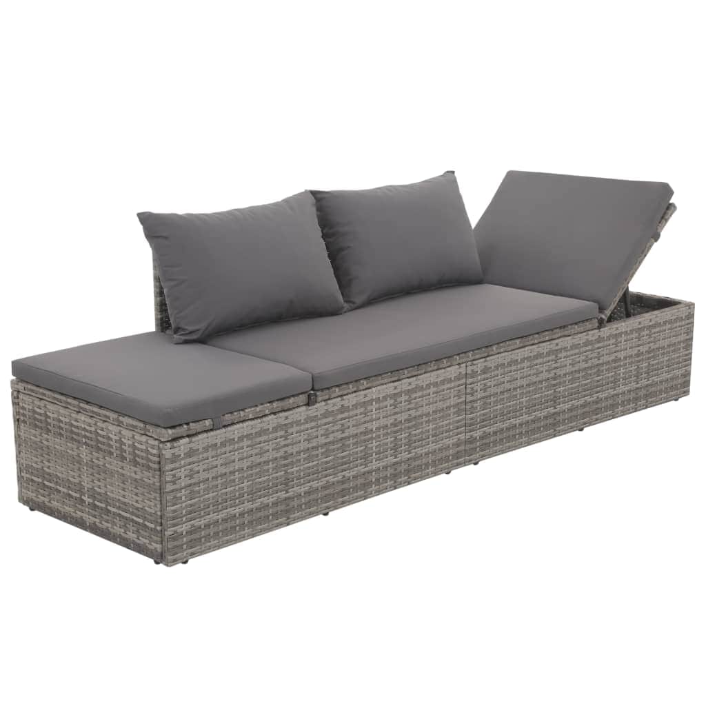 Garden Bed Grey Poly Rattan