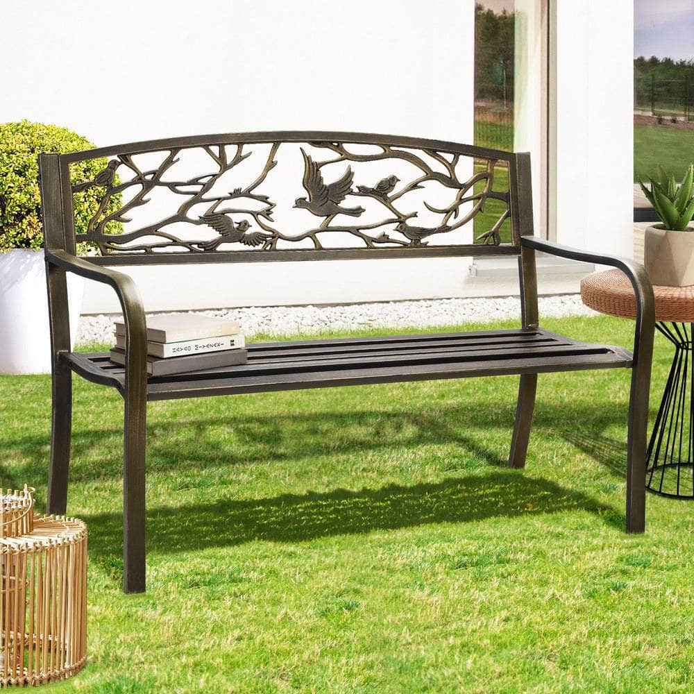 Garden Bench 3 Seater Bird Pattern Bronze