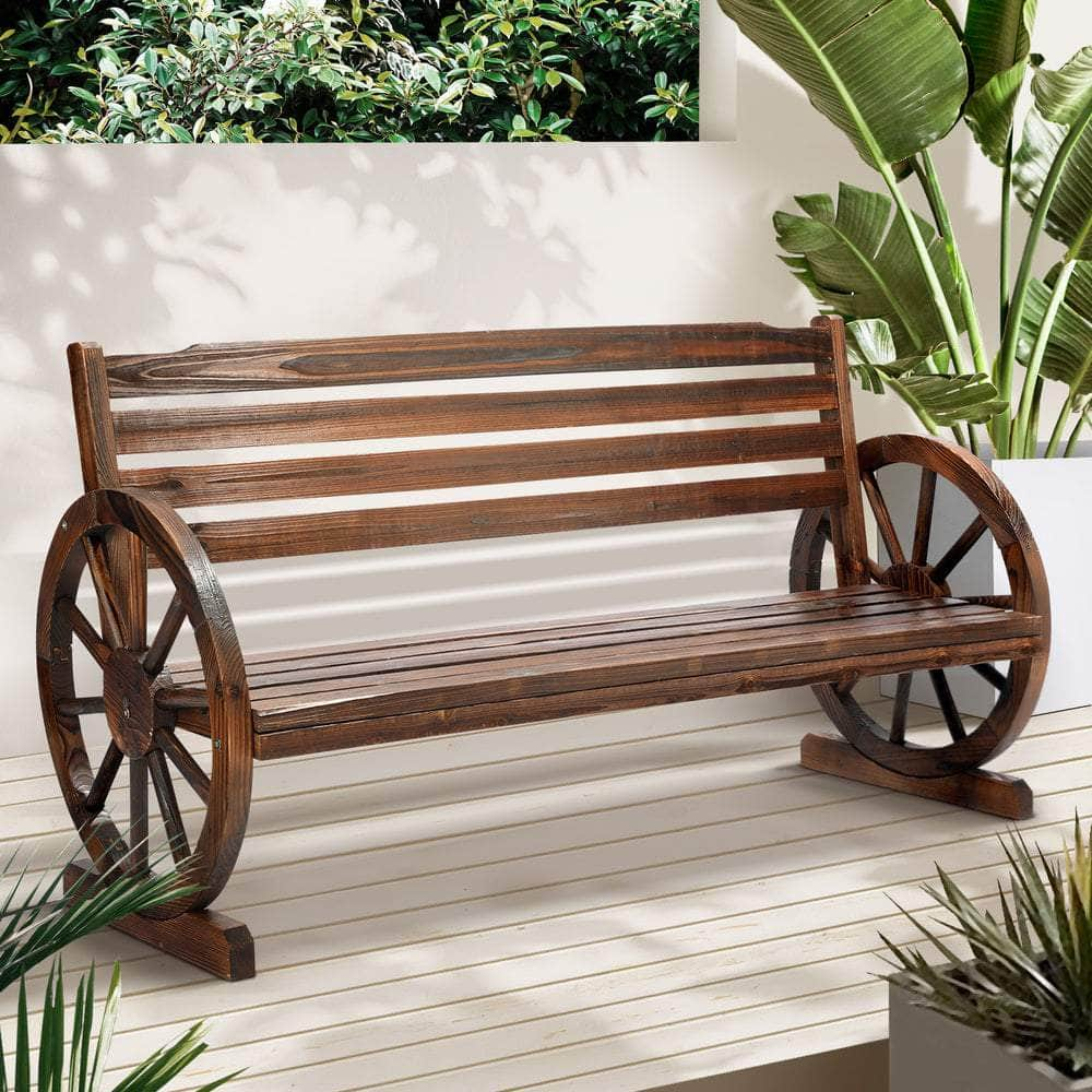 Garden Bench 3 Seater Outdoor Furniture Wooden Wagon Chair Patio Lounge