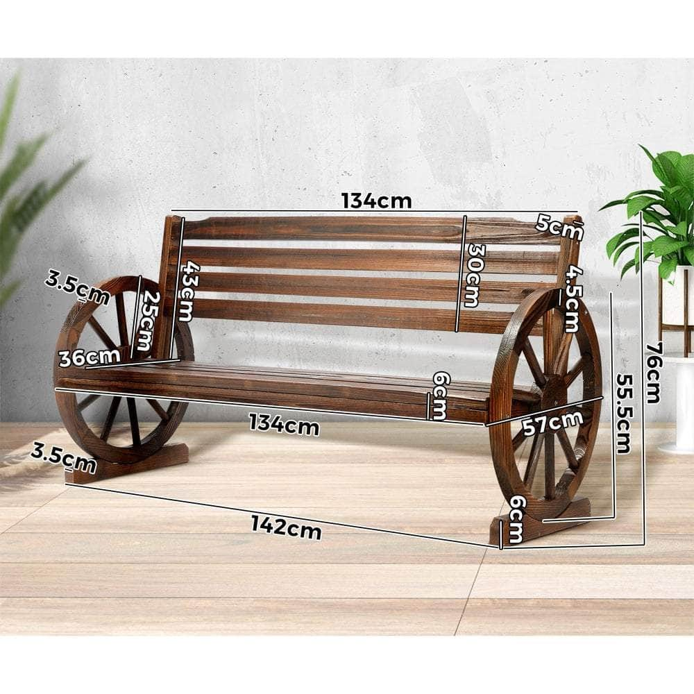 Garden Bench 3 Seater Outdoor Furniture Wooden Wagon Chair Patio Lounge