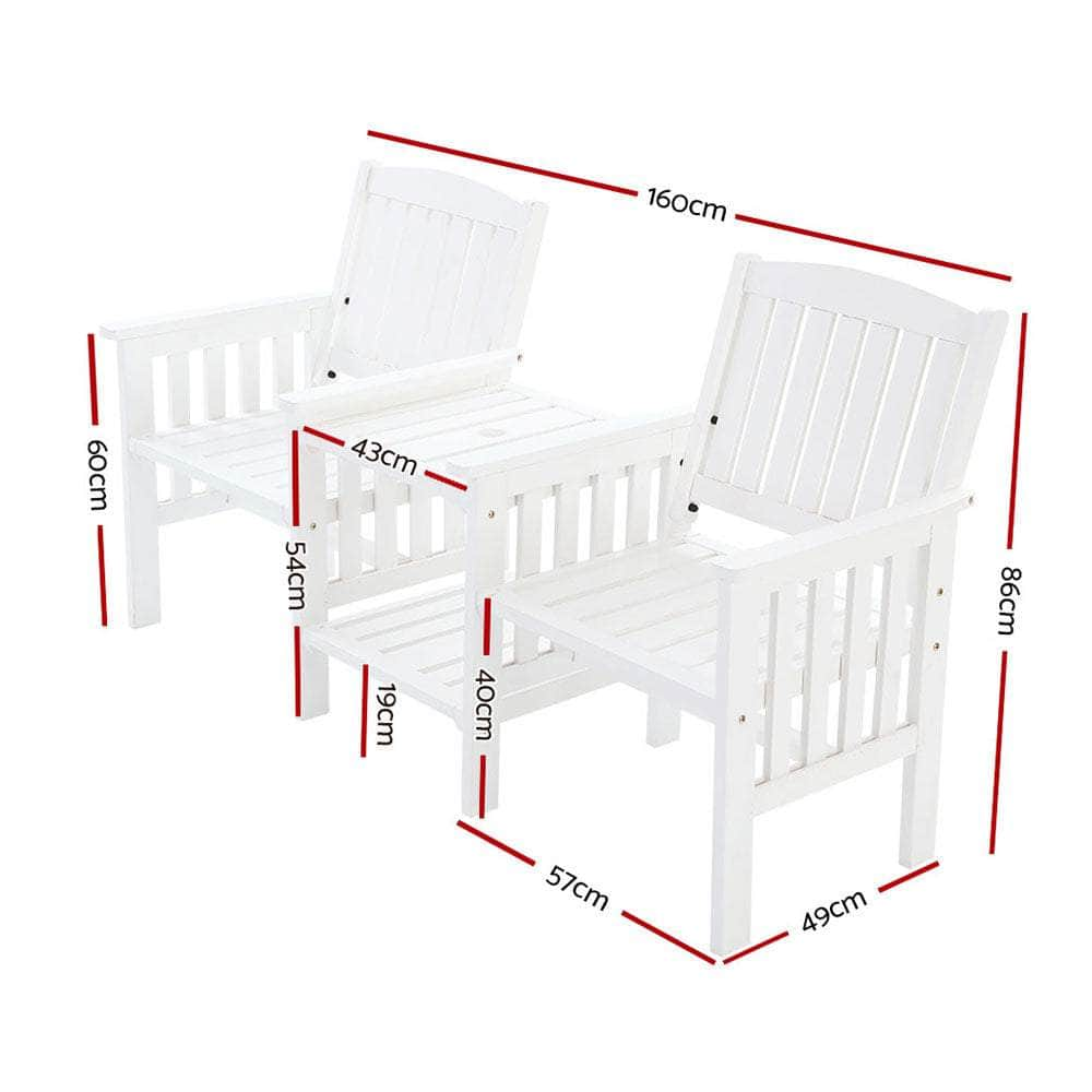 Garden Bench Chair Table Loveseat Wooden Outdoor Furniture Patio Park White