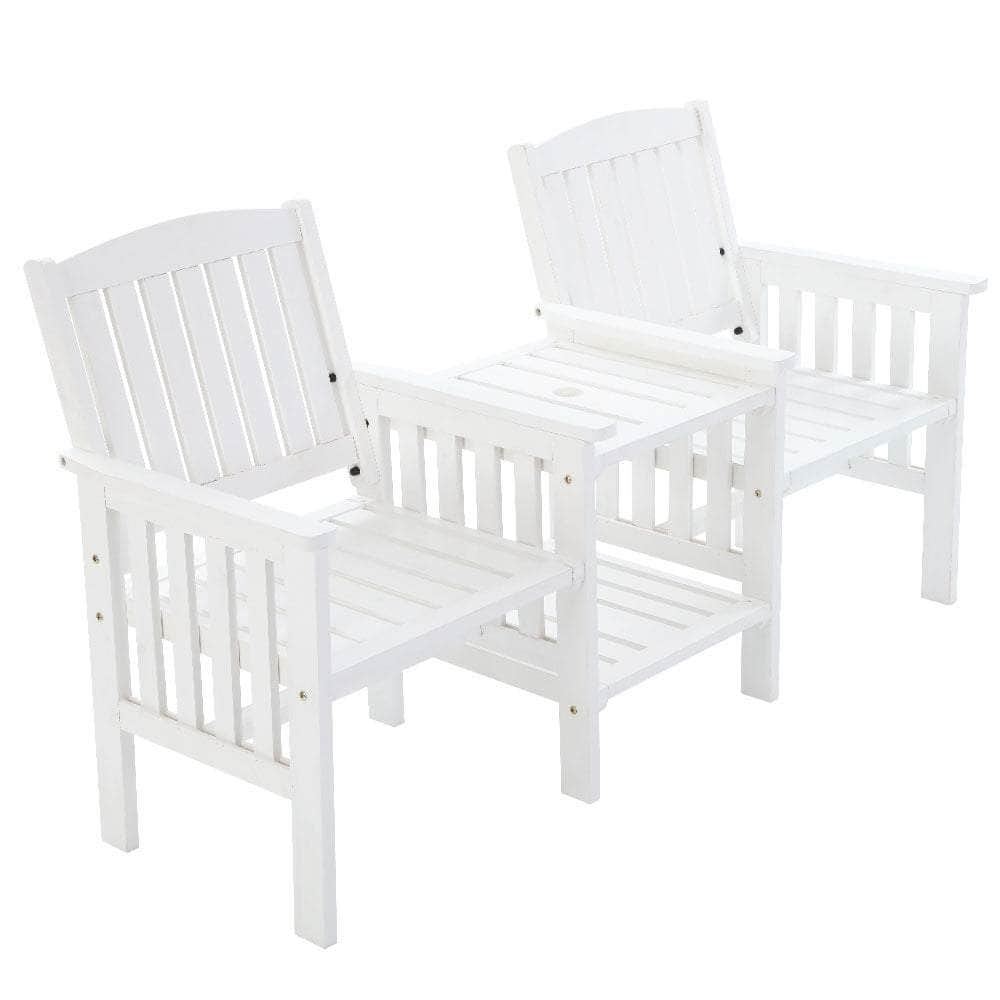 Garden Bench Chair Table Loveseat Wooden Outdoor Furniture Patio Park White