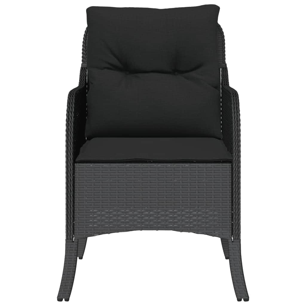 Garden Chairs with Cushions 2 pcs-Black Poly Rattan