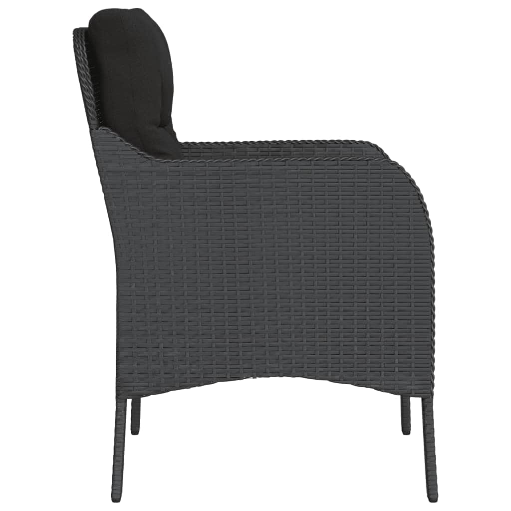 Garden Chairs with Cushions 2 pcs-Black Poly Rattan