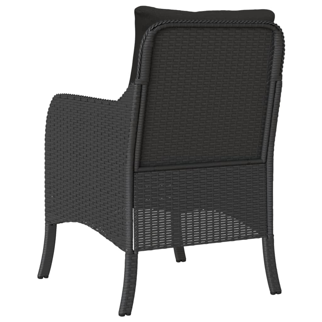 Garden Chairs with Cushions 2 pcs-Black Poly Rattan