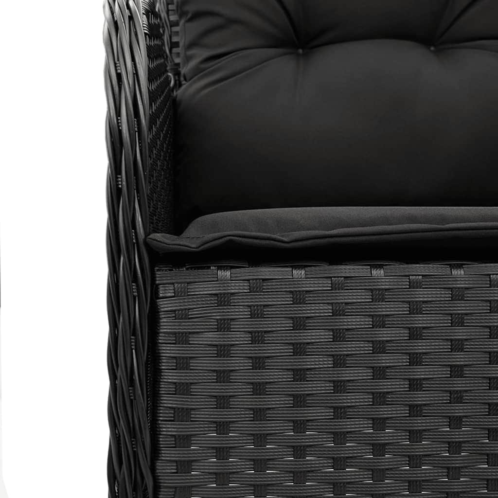 Garden Chairs with Cushions 2 pcs-Black Poly Rattan