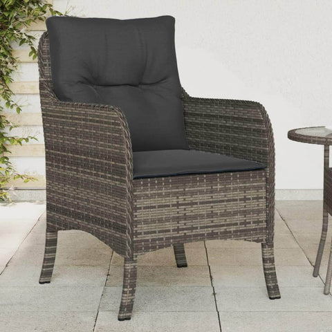 Garden Chairs with Cushions 2 pcs-Black Poly Rattan