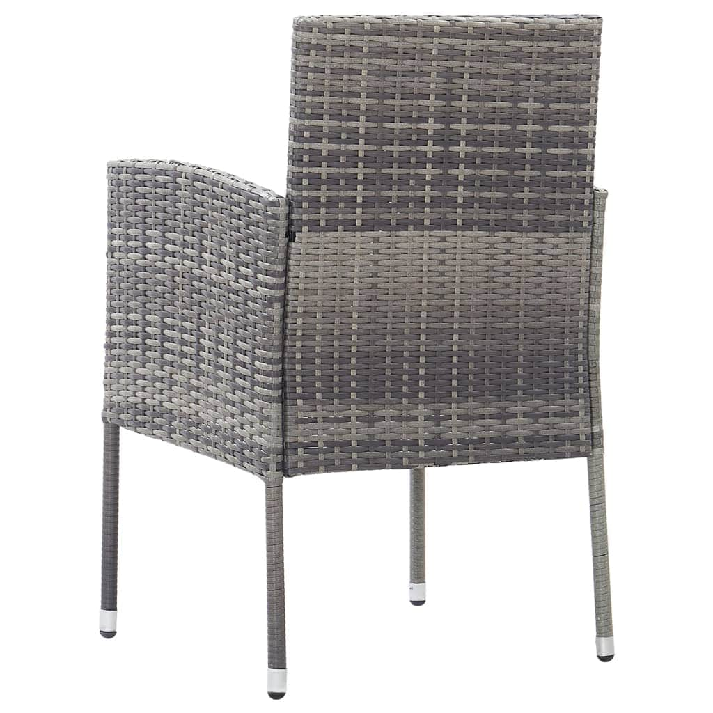 Garden Chairs with Dark Grey Cushions 2 pcs Grey Poly Rattan