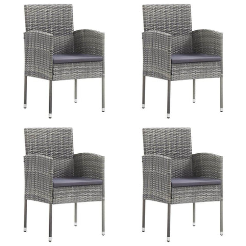 Garden Chairs with Dark Grey Cushions 4 pcs Grey