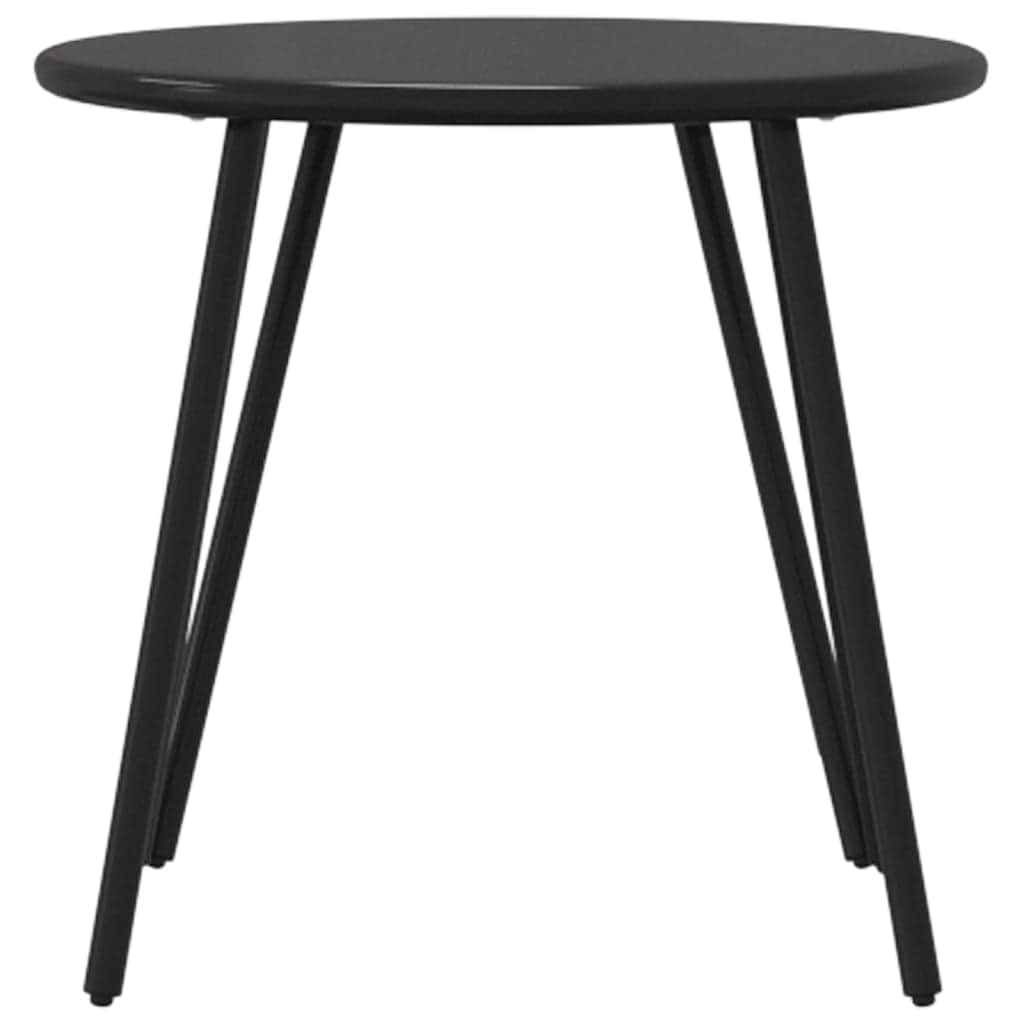 Garden Coffee Tables 2 pcs Round Black Powder-coated Steel