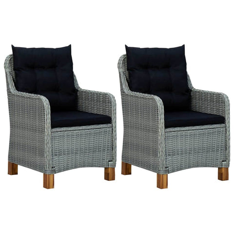 Garden Dining Chairs With Cushions 2 Pcs Poly Rattan Light Grey