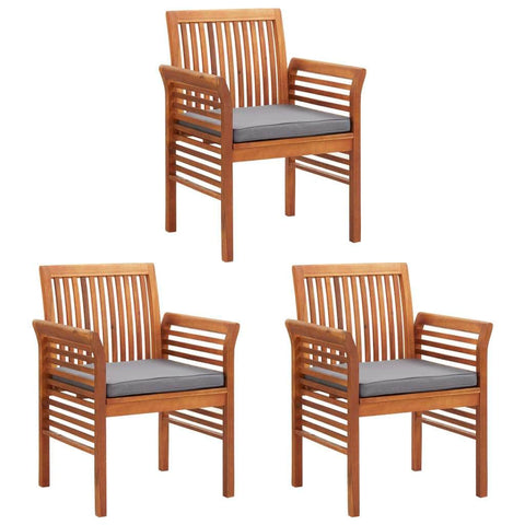 Garden Dining Chairs with Cushions 3 pcs Solid Acacia Wood