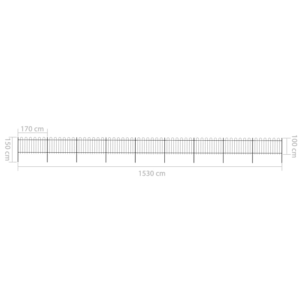 Garden Fence Durable with Hoop Top Steel Black