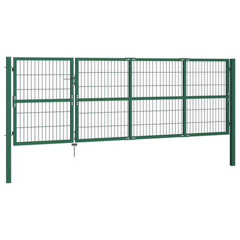 Garden Fence Gate with Posts Steel Green M