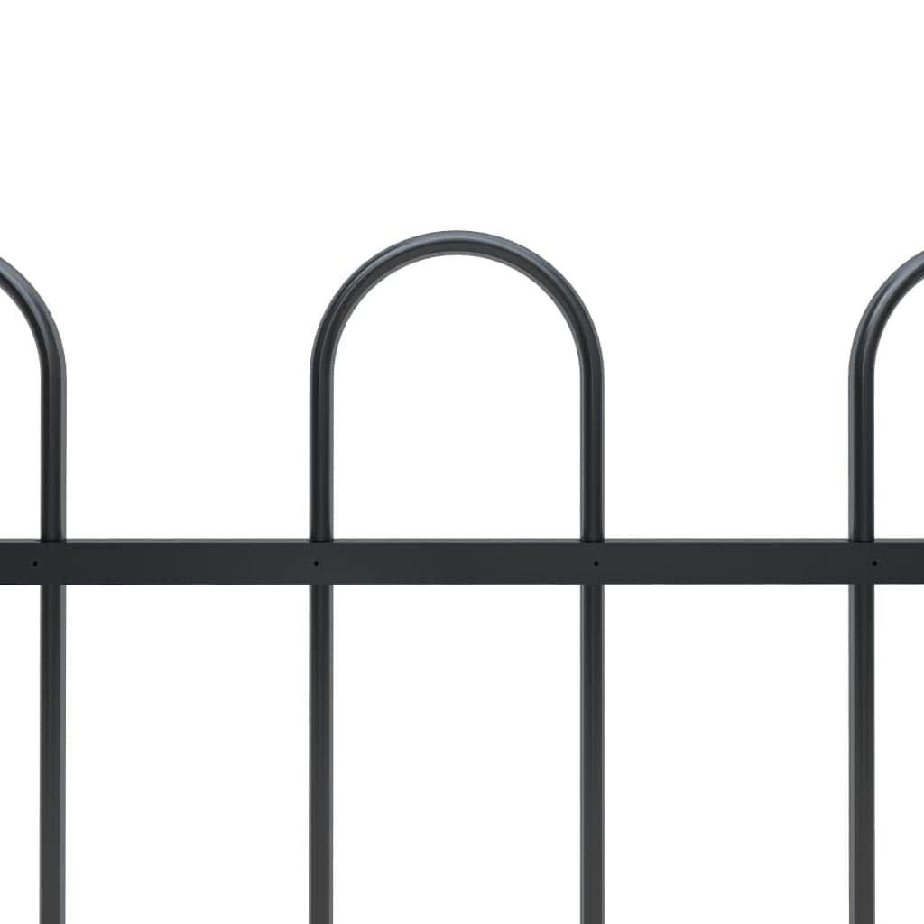 Garden Fence Outdoor with Hoop Top Steel ,Black