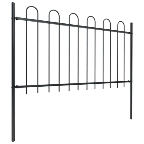 Garden Fence Outdoor with Hoop Top Steel,Black