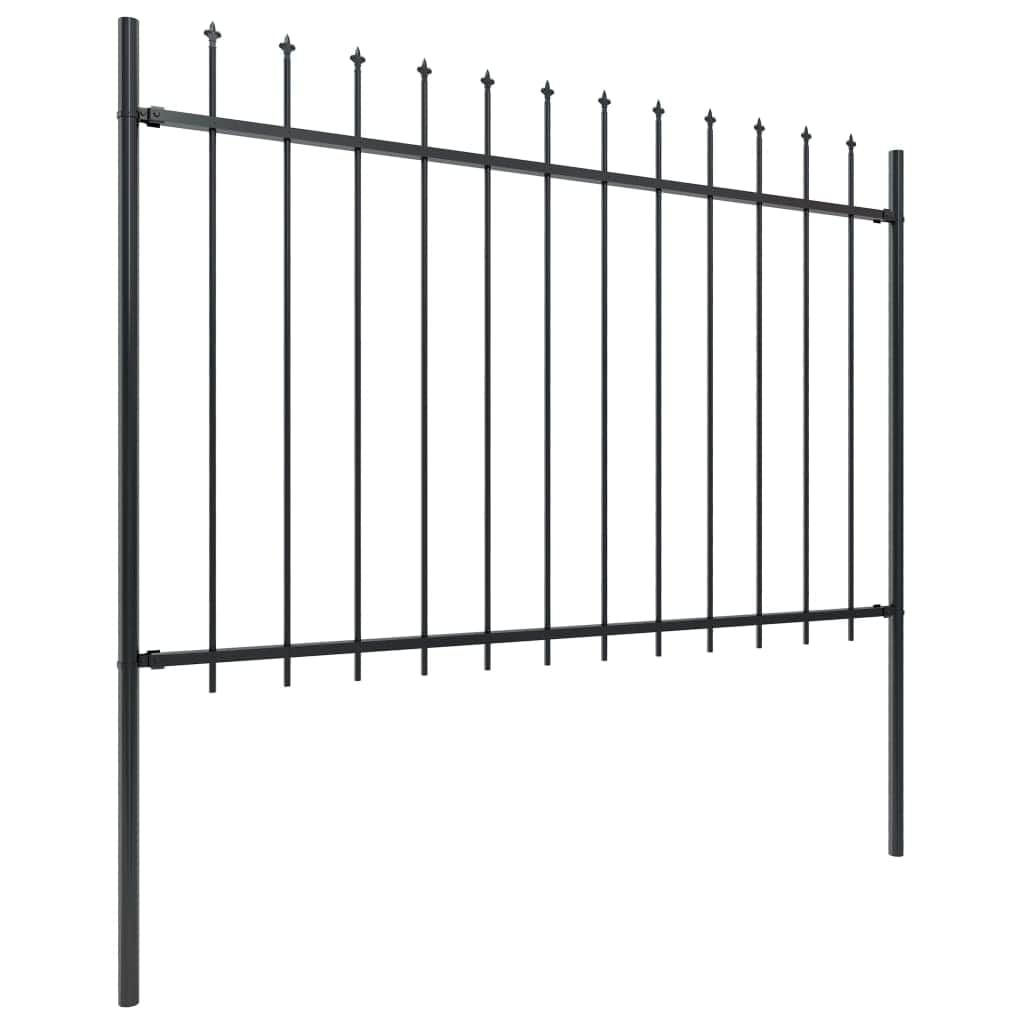 Garden Fence Outdoor with Spear Top Steel _Black