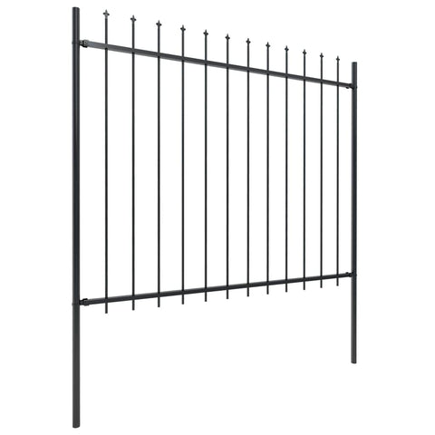 Garden Fence Outdoor with Spear Top Steel ,Black