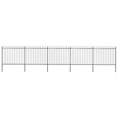 Garden Fence with Spear Top Steel Durable, Black