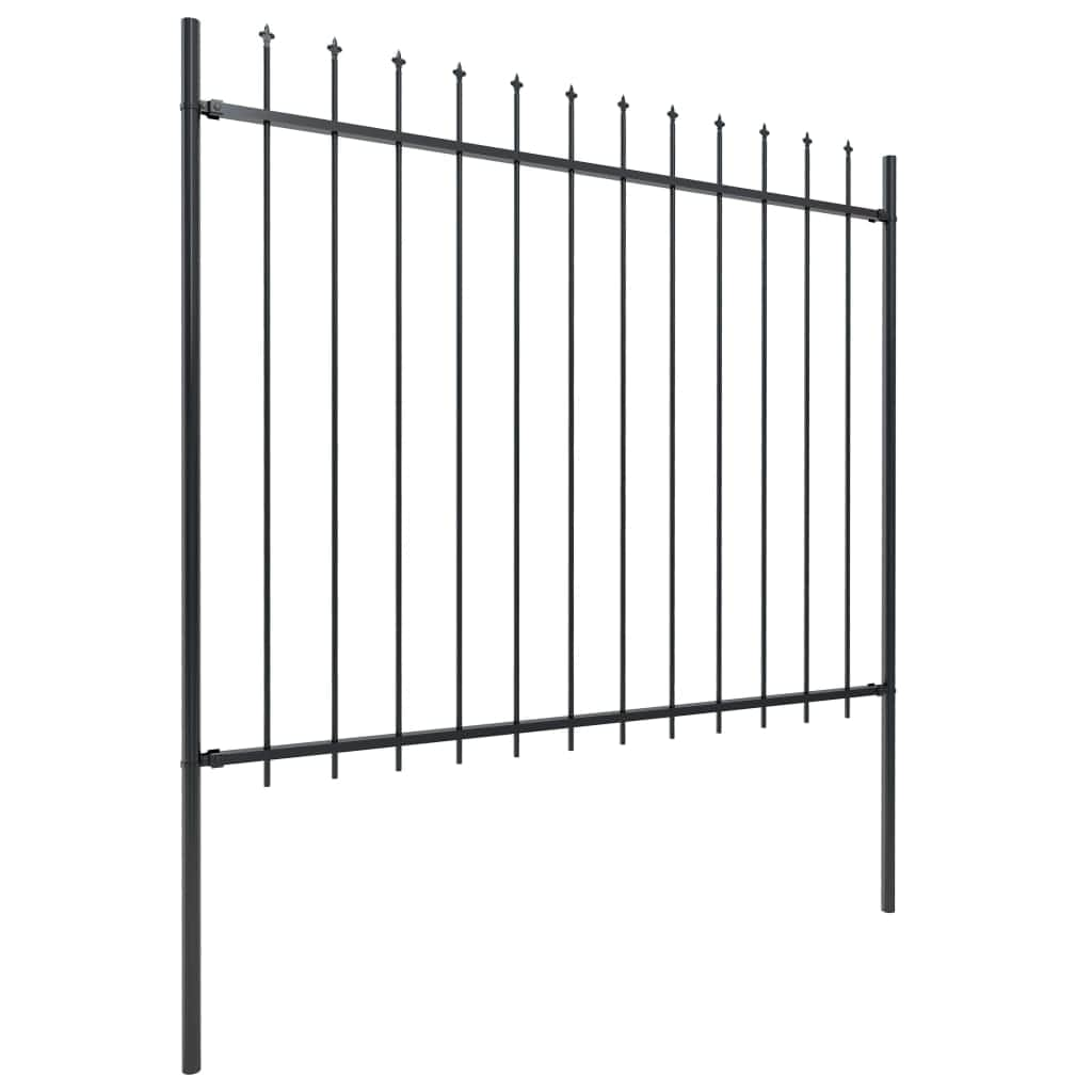 Garden Fence with Spear Top Steel Durable,Black