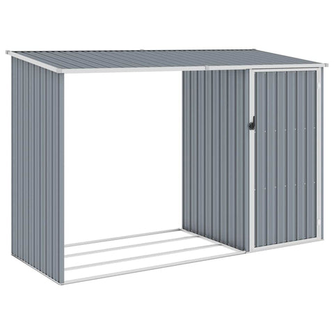 Garden Firewood Shed Grey Galvanised Steel Without Floor