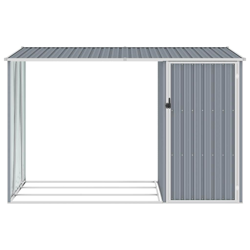 Garden Firewood Shed Grey Galvanised Steel Without Floor