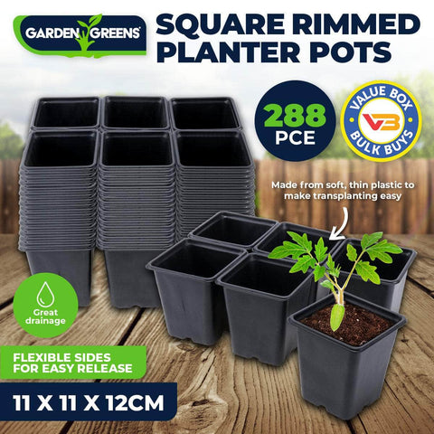 Garden Greens 288Pce Planter Seedling Pot Square Reusable Durable 11Cm X 12Cm