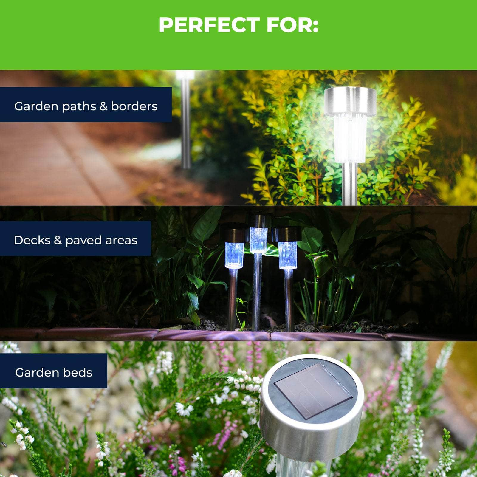 Garden Greens 48Pce Solar Garden/Path Lights Weather Proof Design White Led