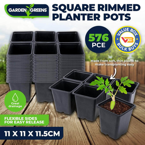 Garden Greens 576Pce Planter Pots Square Reusable Durable 11Cm X 11.5Cm