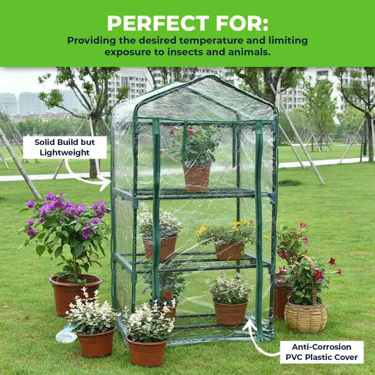 Garden Greens Greenhouse Shed 3 Tier Uv Protected Cover Solid Structure 1.25M