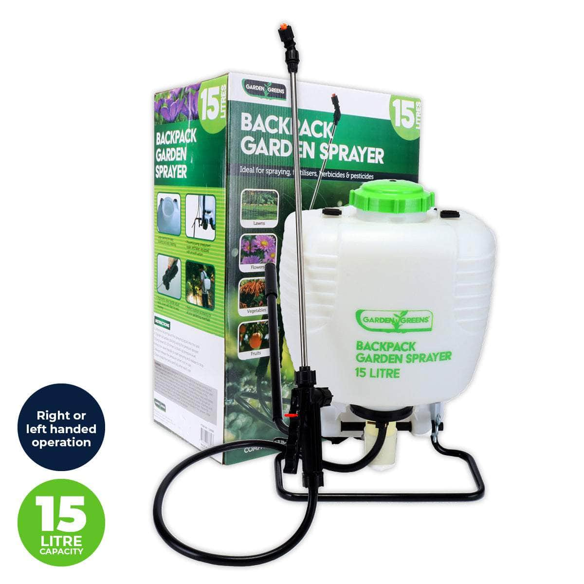 Garden Greens Pressure Sprayer Backpack Design Comfortable Compact 15 Litre