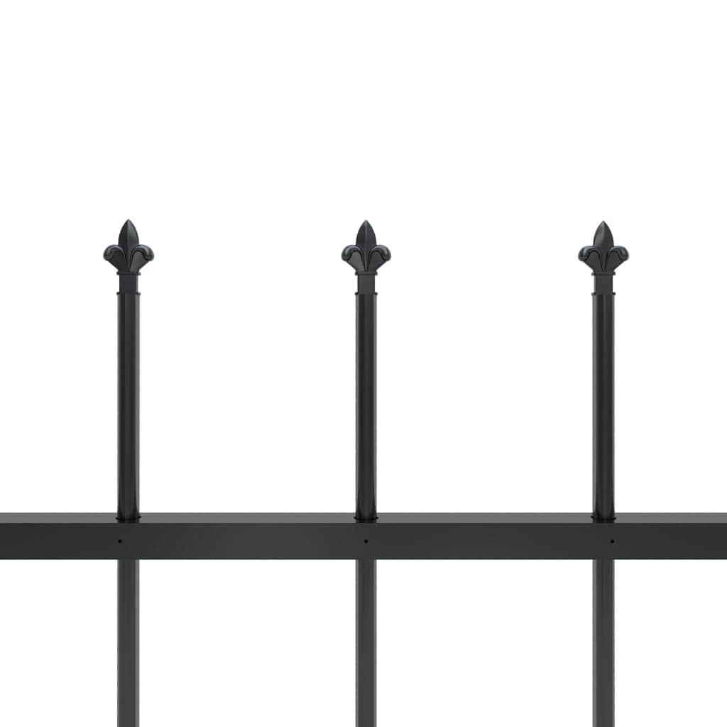 Garden Home Fence Outdoor with Spear Top Steel Black