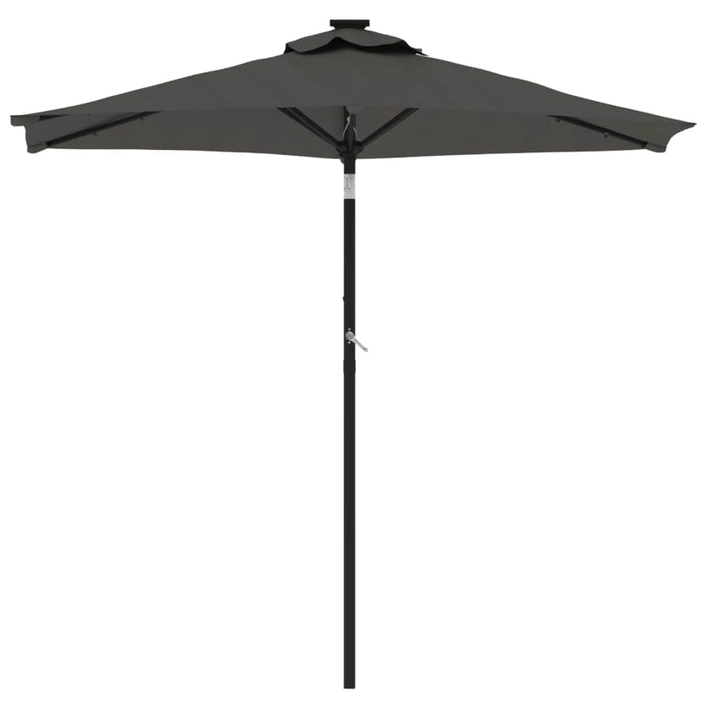 Garden Parasol with LEDs and Steel Pole Anthracite