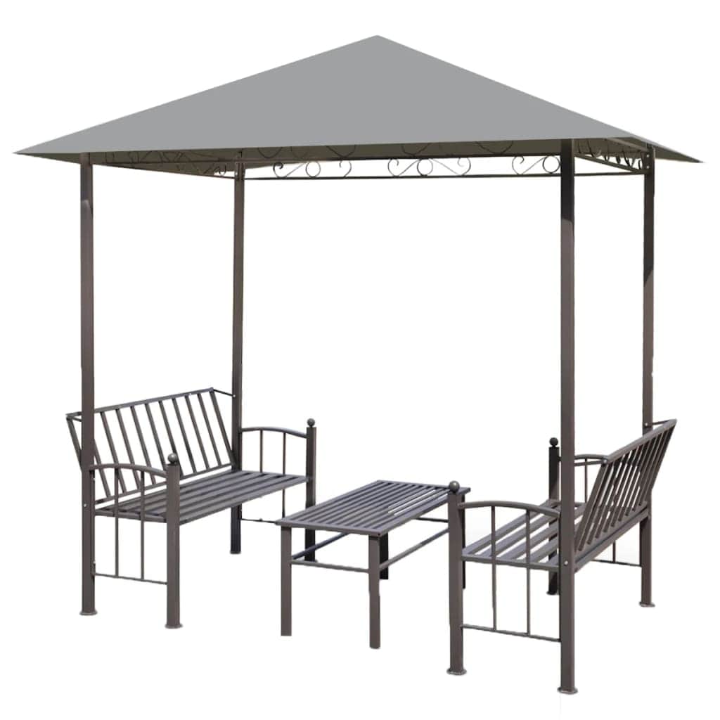 Garden Pavilion with Table and Benches Anthracite