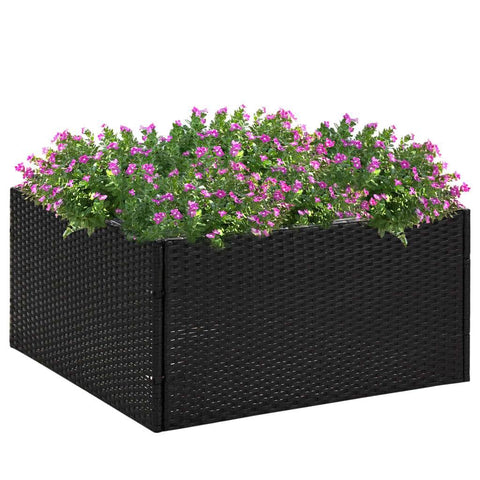 Garden Planter Black Poly Rattan