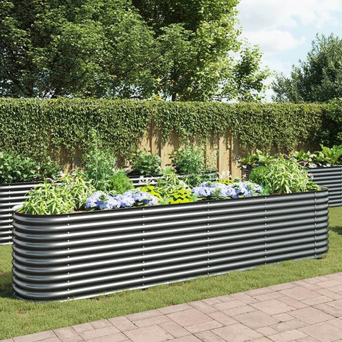 Garden Planter  Galvanised Steel  Grey