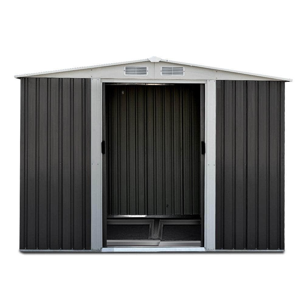 Garden Shed 2.58X2.07M W/Metal Base Sheds Outdoor Storage Double Door