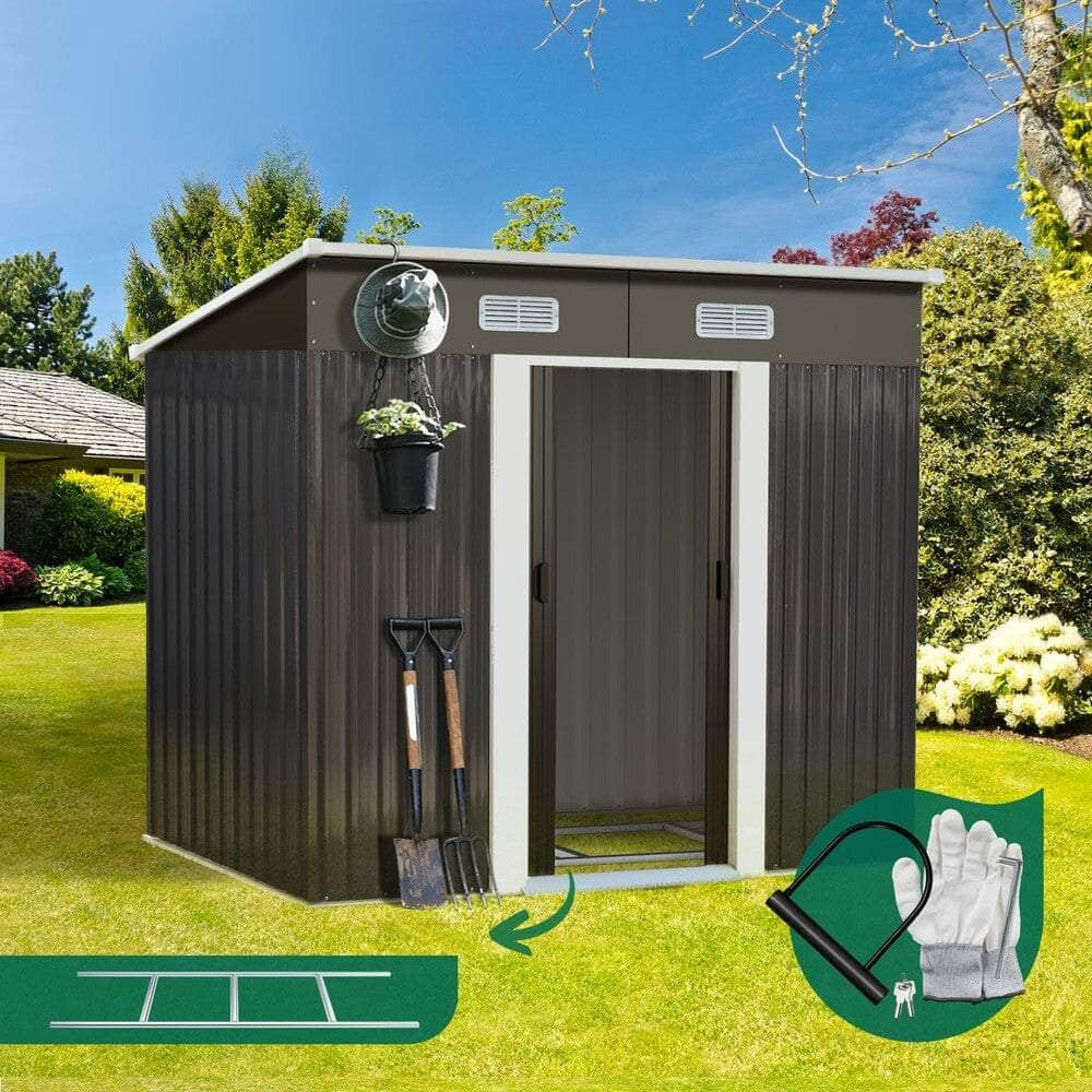 Garden Shed Outdoor Storage Sheds Workshop Cabin Metal Base