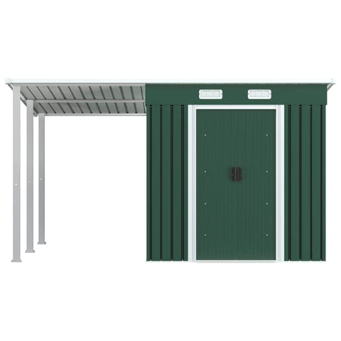 Garden Shed with Extended Roof Green (Steel)