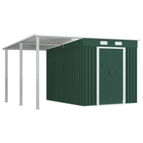 Garden Shed with Extended Roof Steel Colour Green