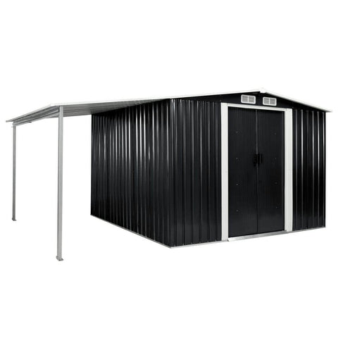 Garden Shed with Sliding Doors Steel, Anthracite