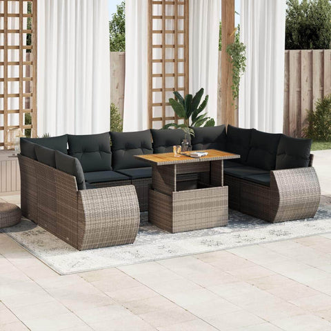 Garden Sofa Set with Cushions Modular Sofa 10 Piece Beige Poly Rattan - Modern Comfort