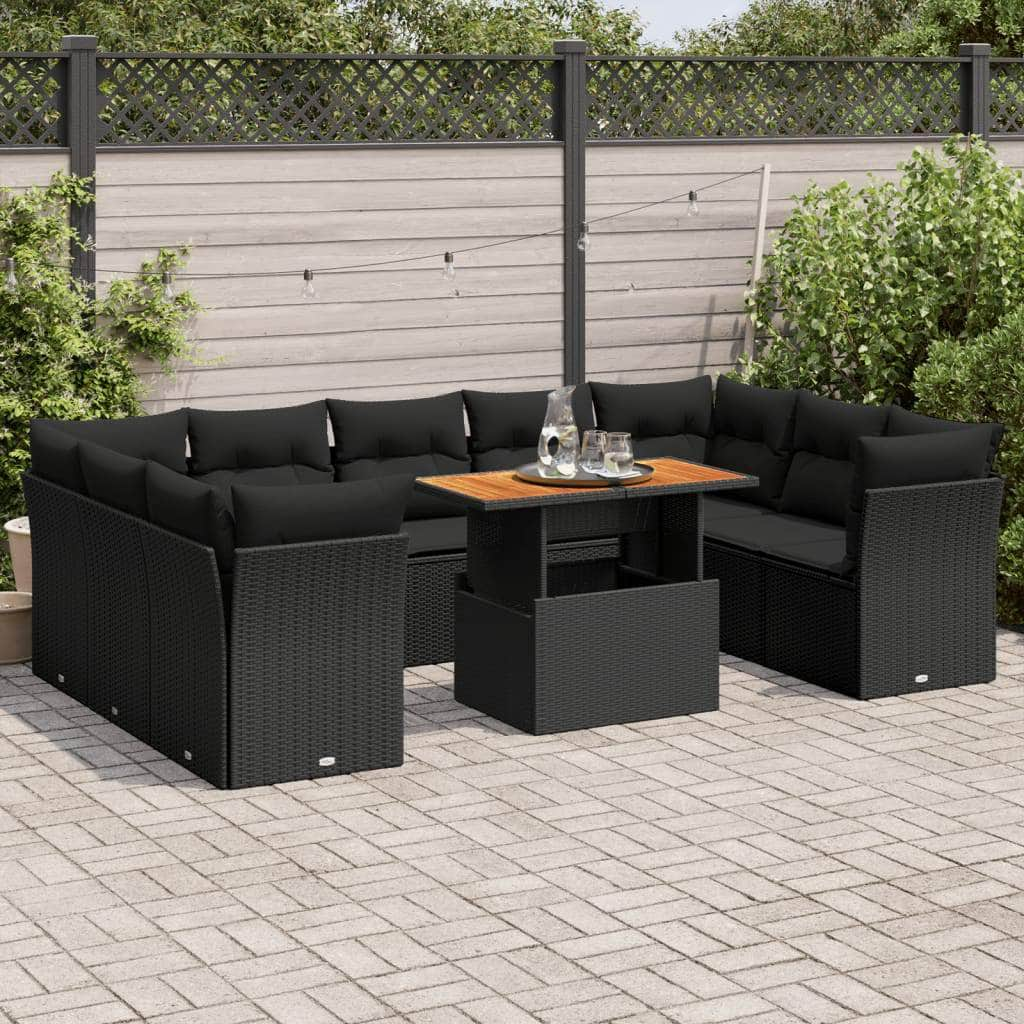 Garden Sofa Set with Cushions Modular Sofa 10 Piece Grey Poly Rattan