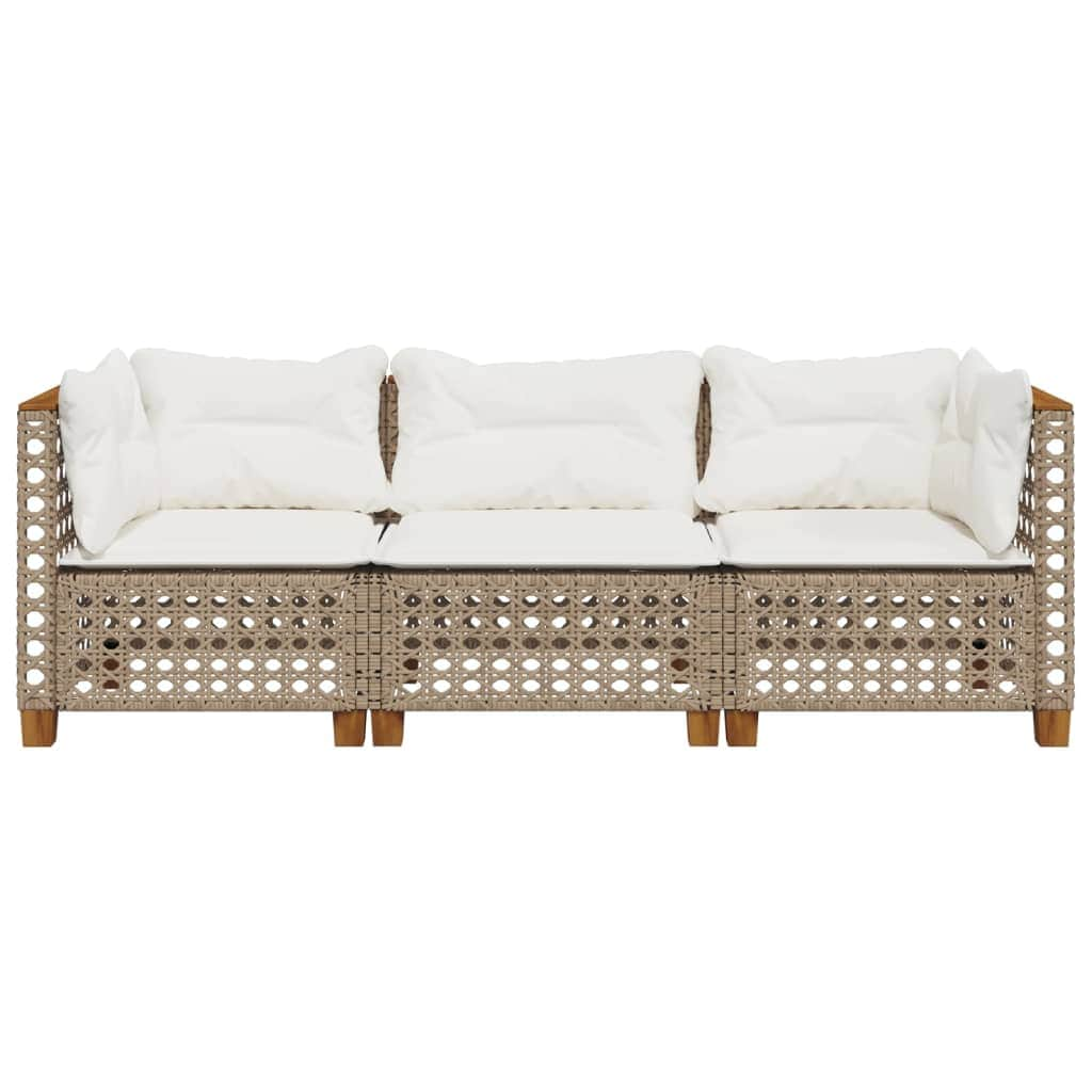 Garden Sofa with Cushions 3-Seater Beige