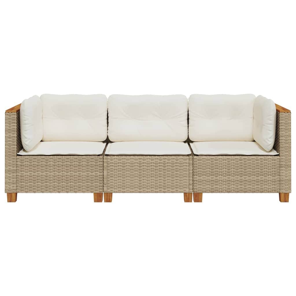 Garden Sofa with Cushions 3-Seater Beige