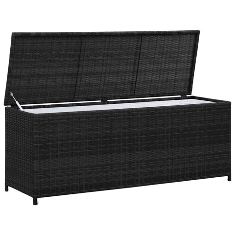 Garden Storage Box Black Poly Rattan