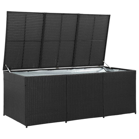 Garden Storage Box Poly Rattan  Black