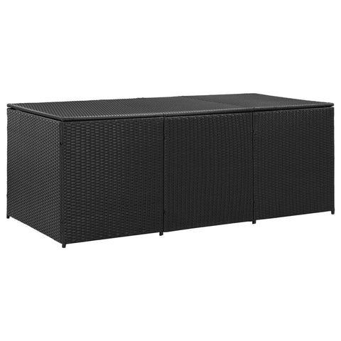 Garden Storage Box Poly Rattan  Black